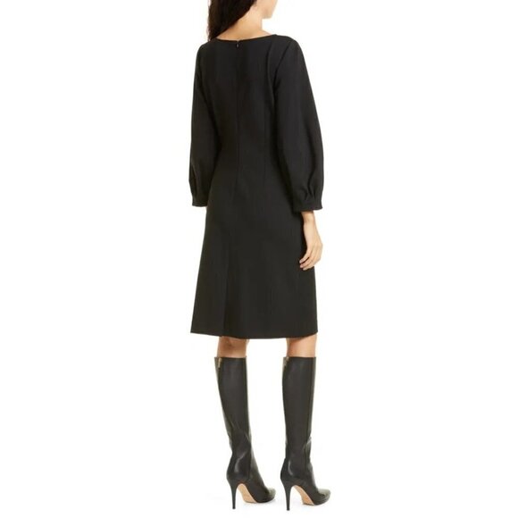 Kobi HALPERIN Black Charlotte Double-Knit Ruched Midi Dress Size Large / 12 - Picture 7 of 12